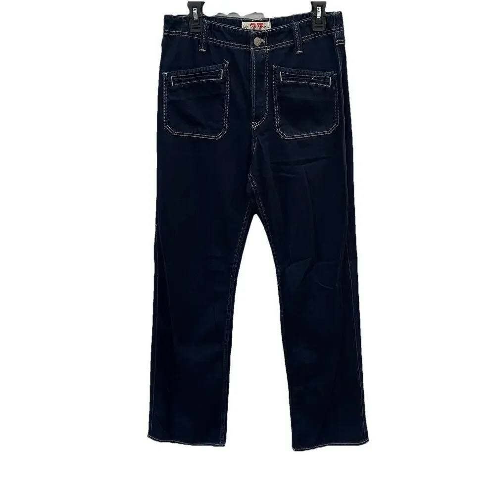 We The Free Blue Button Fly Straight Leg Denim Jeans Women’s Size 27 OB1084373 - Picture 1 of 9